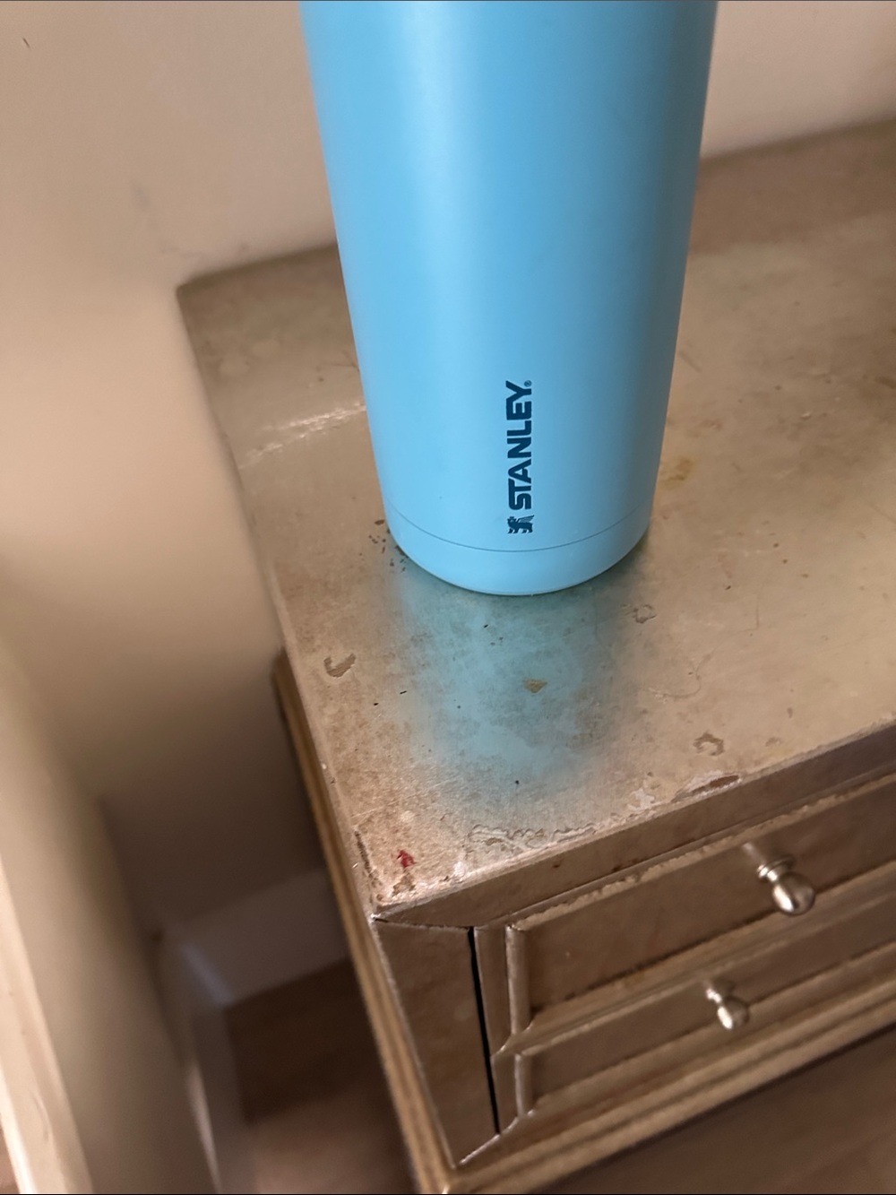 Stanley Aqua Sky Blue Stainless Travel Tumbler 50 oz used good condition